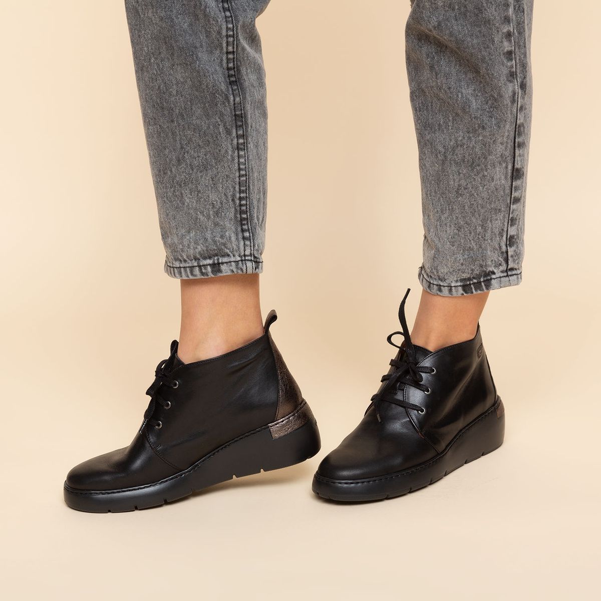 HISPANITAS - Hispanitas Botín Mujer Cuero Negro