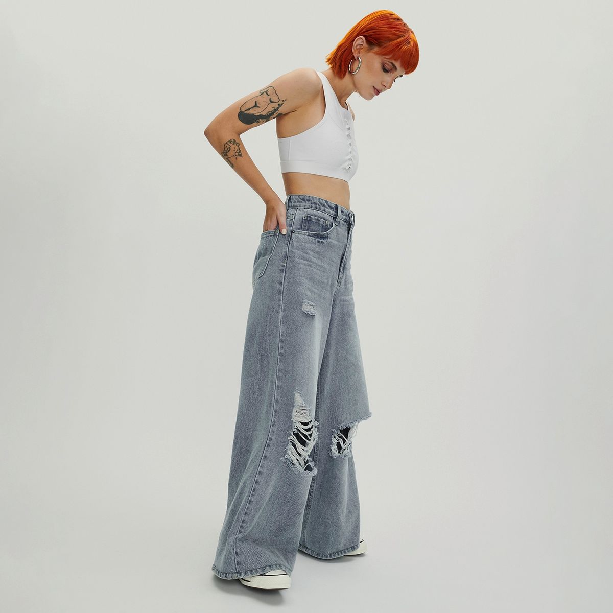 AMERICANINO - Jeans Wide Leg Tiro Alto Mujer