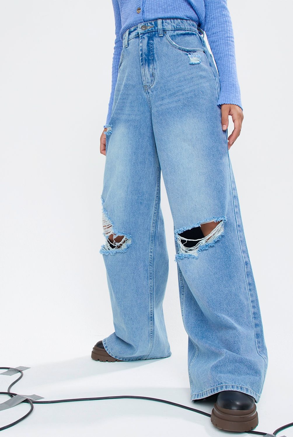 AMERICANINO - Jeans Wide Leg Tiro Alto Mujer