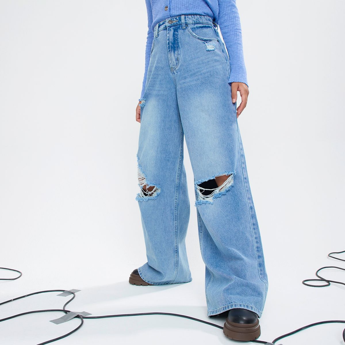 AMERICANINO - Jeans Wide Leg Tiro Alto Mujer