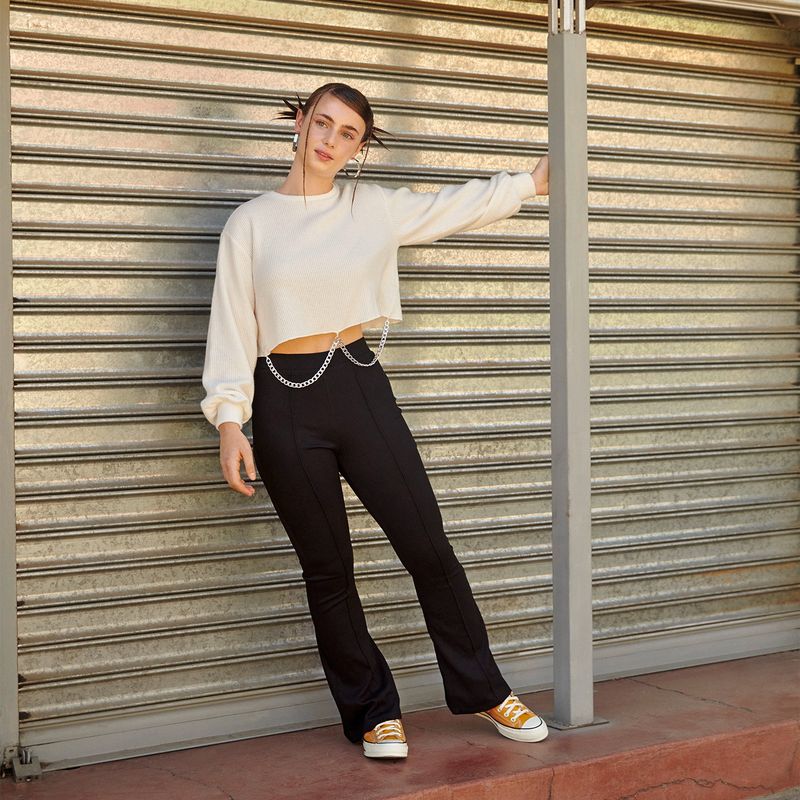 SYBILLA - Sybilla Pantalón de Buzo Flare Tiro Medio Mujer