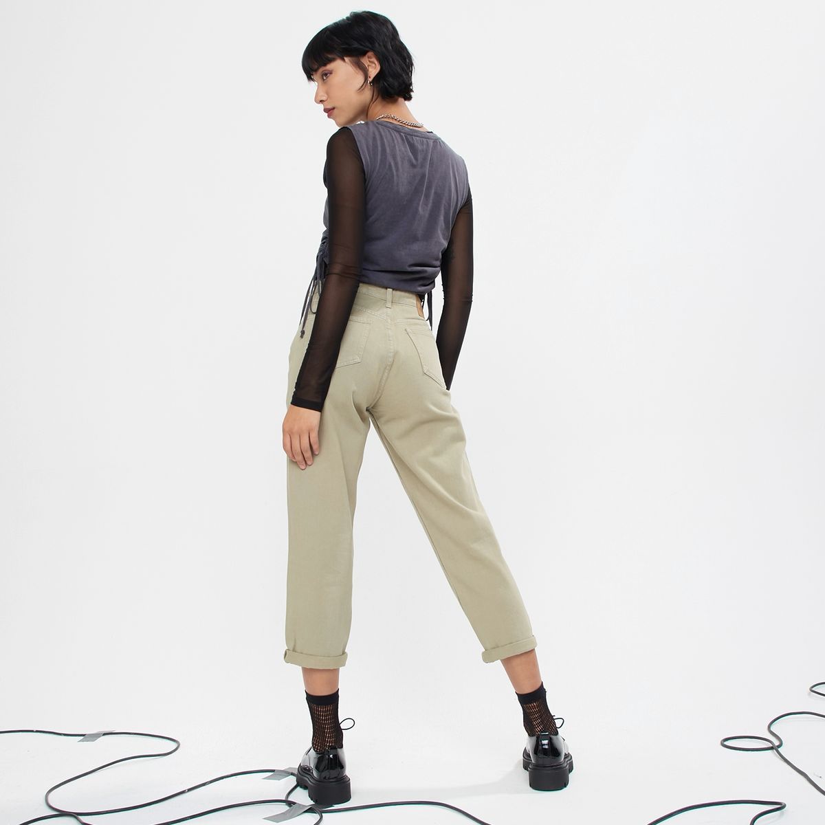 AMERICANINO - Jeans Mom Tiro Alto Mujer