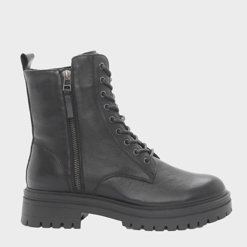 BASEMENT - Basement Botin Mujer Cuero Negro