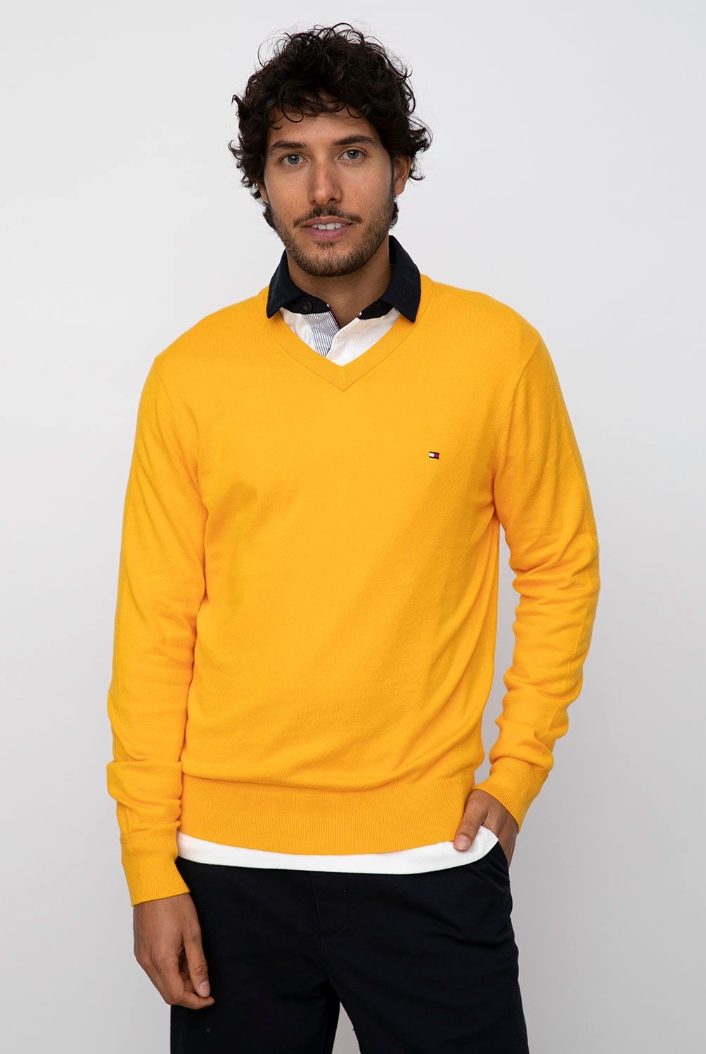 TOMMY HILFIGER - Tommy Hilfiger Sweater Cuello V Algodón Pima Cashemere Hombre