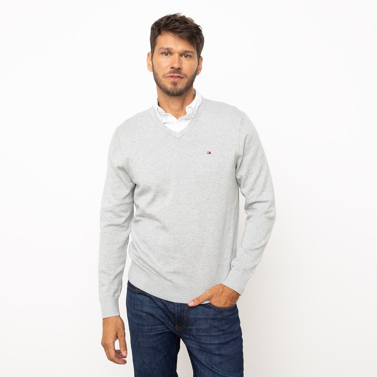 TOMMY HILFIGER - Sweater Cuello V Algodón Hombre Tommy Hilfiger