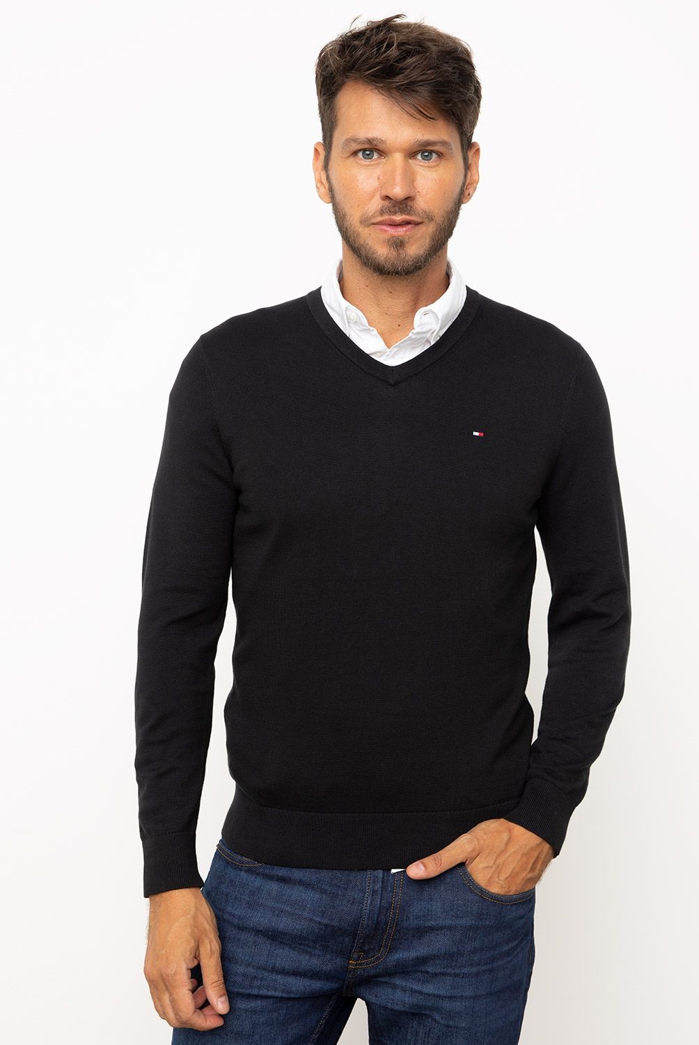 TOMMY HILFIGER - Sweater Cuello V Algodón Hombre Tommy Hilfiger
