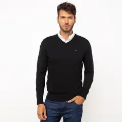 TOMMY HILFIGER - Sweater Cuello V Algodón Hombre