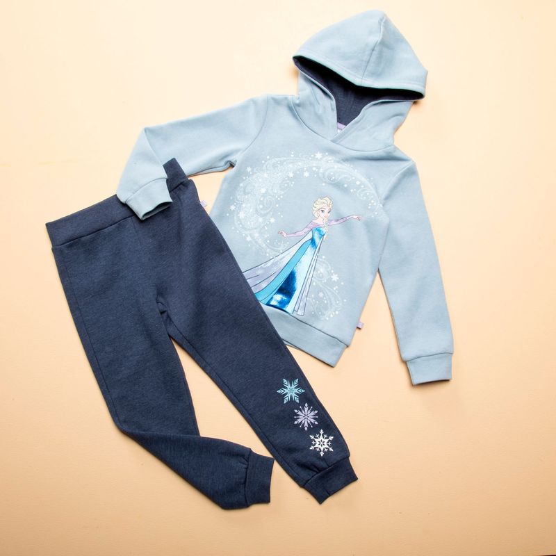 FROZEN - Conjunto Polerón Con Capucha + Pantalón De Buzo Frozen Algodón afranelado Niña