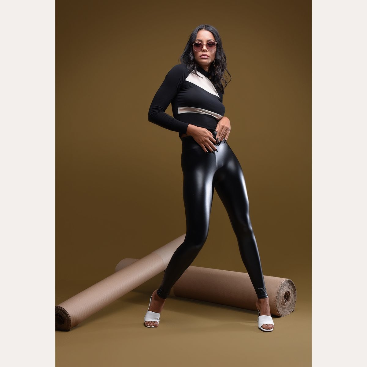 DAHLA - Dahla Pantalón Leggins Tiro Alto Ecocuero Mujer