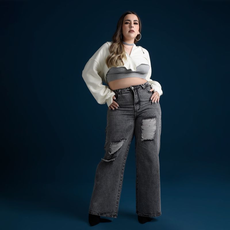 DAHLA - Dahla Jeans Wide Leg Tiro Alto Algodón Mujer