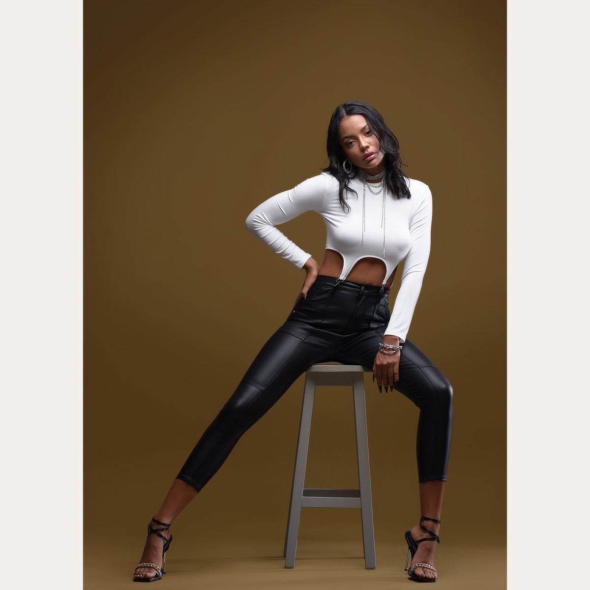 DAHLA - Dahla Pantalón Skinny Ecocuero Tiro Alto Mujer