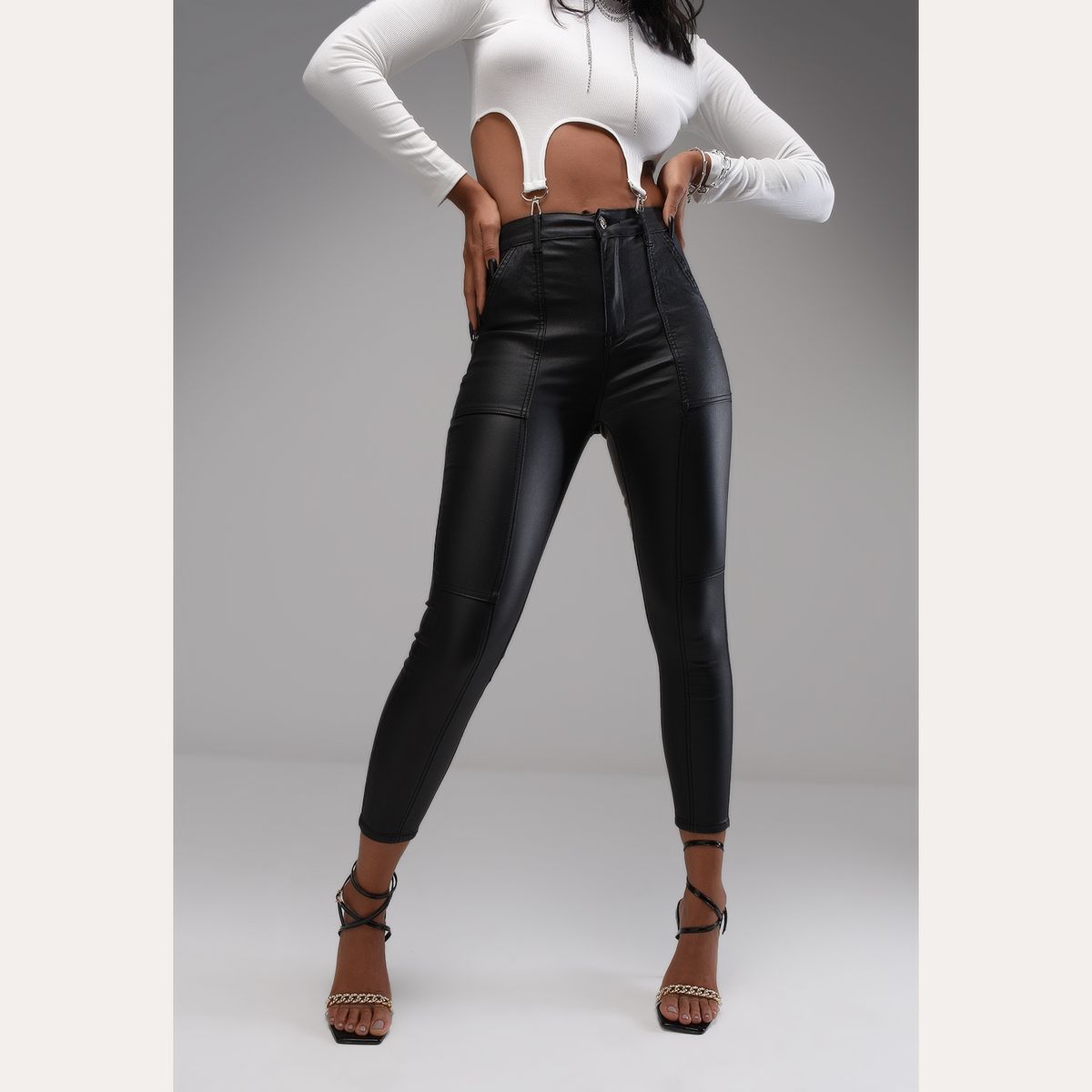 DAHLA - Dahla Pantalón Skinny Ecocuero Tiro Alto Mujer