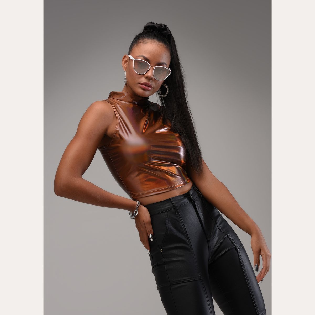 DAHLA - Dahla Polera Sin Mangas Ecocuero Mujer