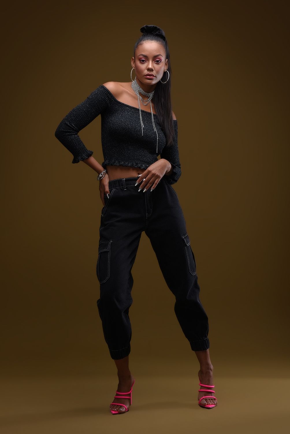 DAHLA - Dahla Jeans Jogger Tiro Alto Algodón Mujer