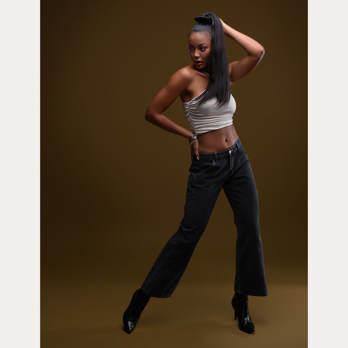 DAHLA - Dahla Jeans Wide Leg Tiro Alto Algodón Mujer