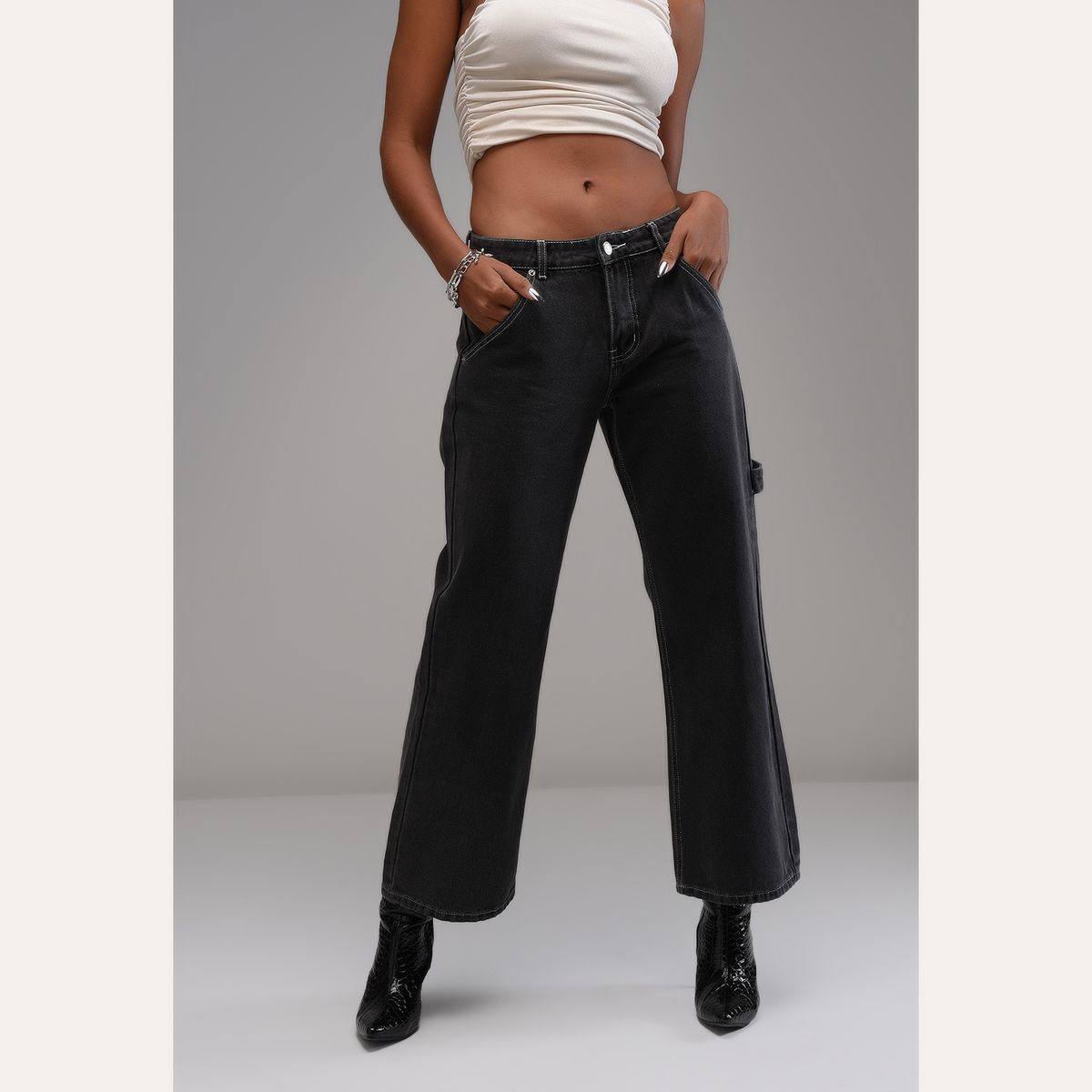 DAHLA - Dahla Jeans Wide Leg Tiro Alto Algodón Mujer