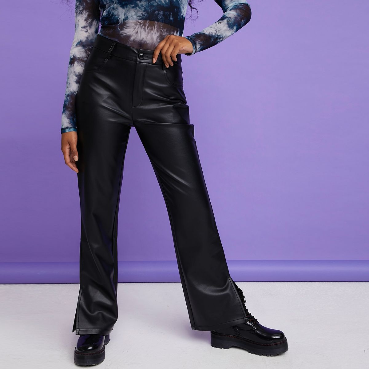 SYBILLA - Sybilla Pantalón Ecocuero Flare Tiro Medio Mujer