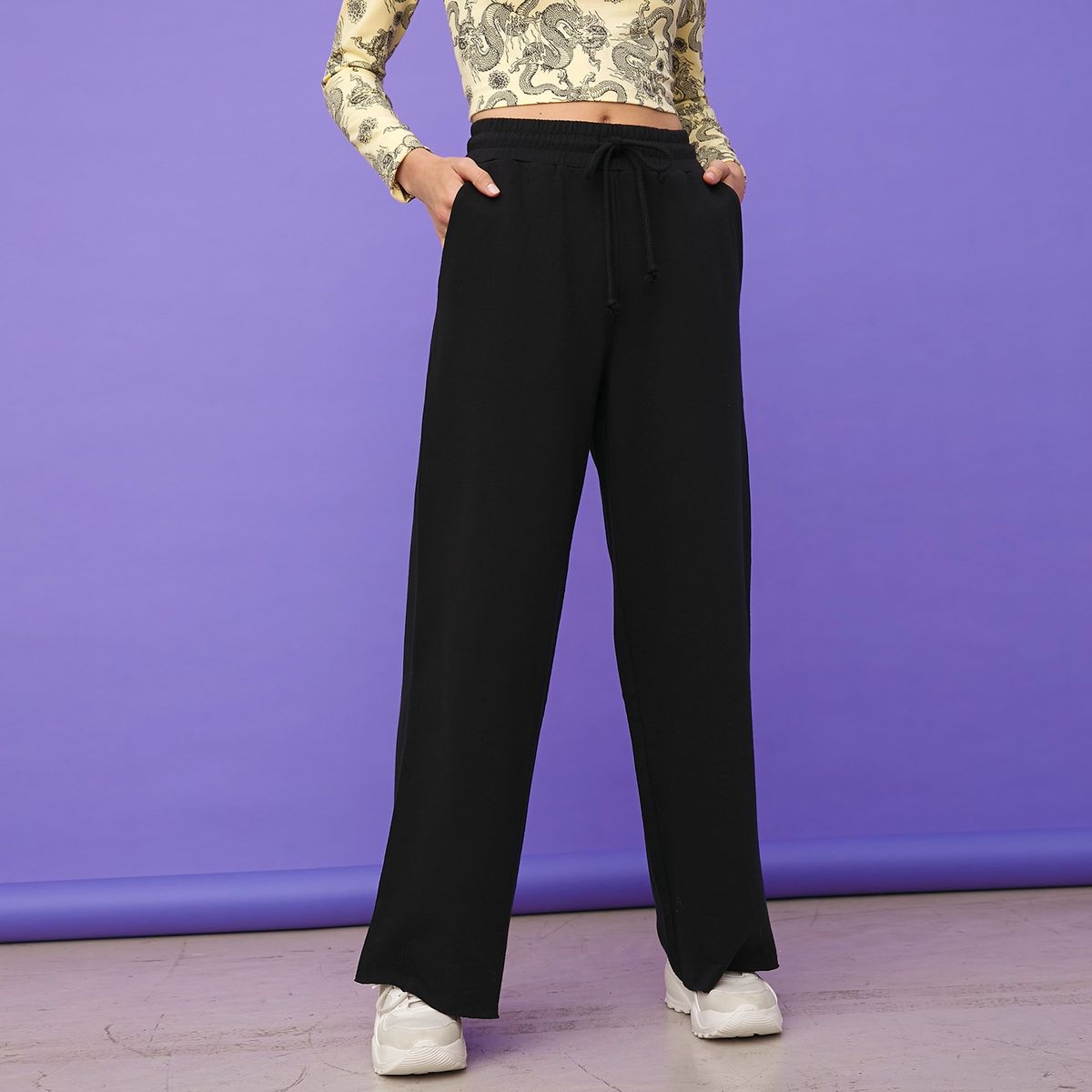 SYBILLA - Sybilla Pantalón de Buzo Flare Tiro Medio Mujer