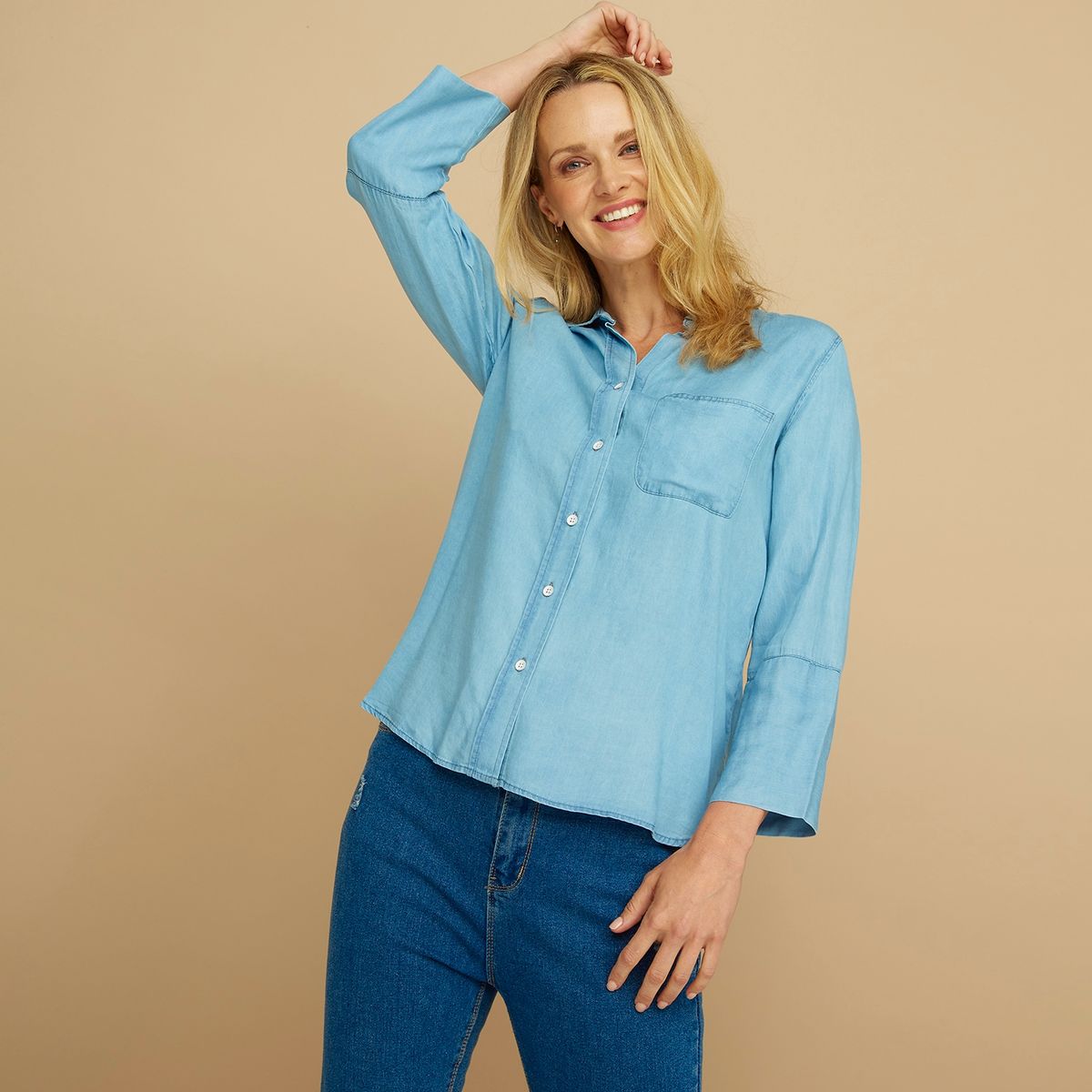 NEWPORT - Newport Blusa Manga Larga Tencel  Mujer