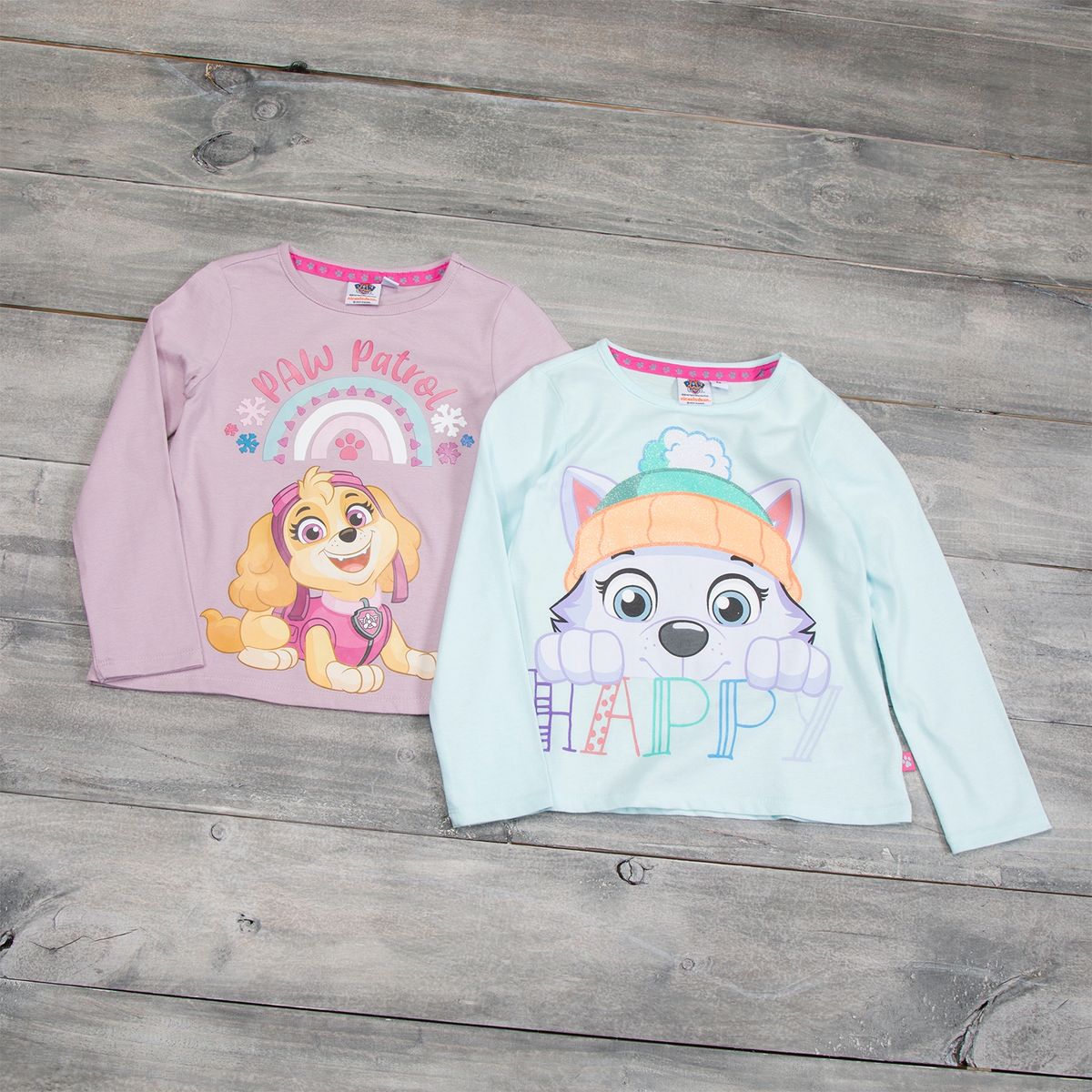 PAW PATROL - Polera Pack De 2 Unidades Paw Patrol Manga Larga Niña Algodón