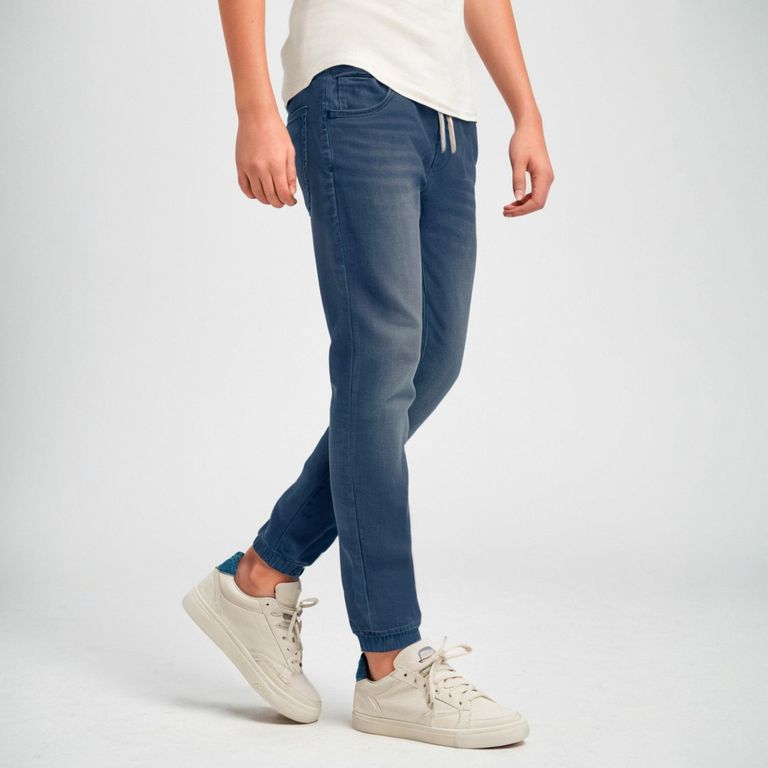 Jeans Jogger Niño Denim Algodón Cintura Elástica