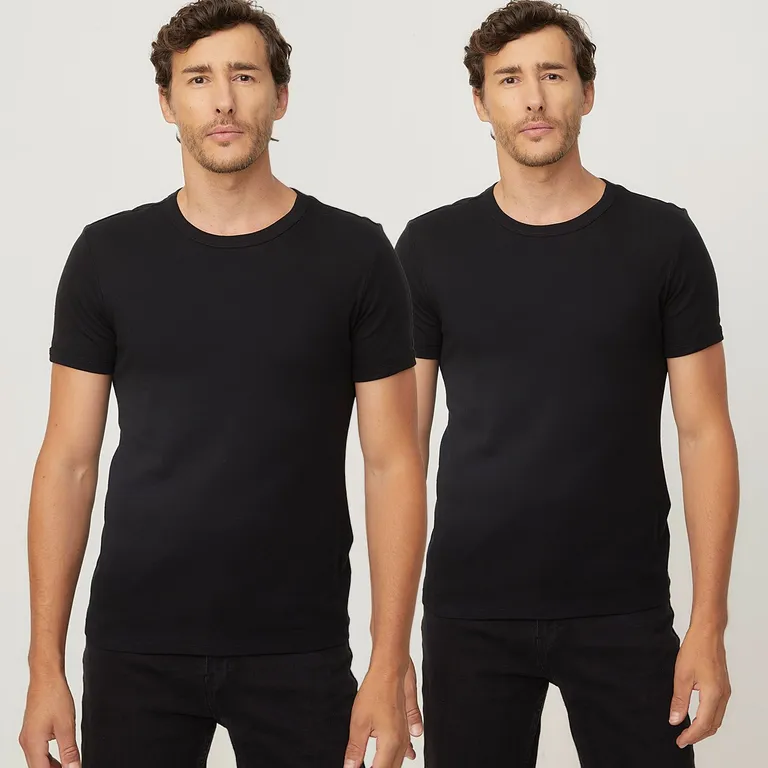 Pack 2 Camisetas Interiores Hombre Algodón Manga Corta