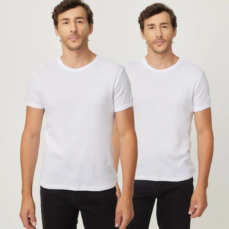 Pack 2 Camisetas Interiores Hombre Algodón Manga Corta