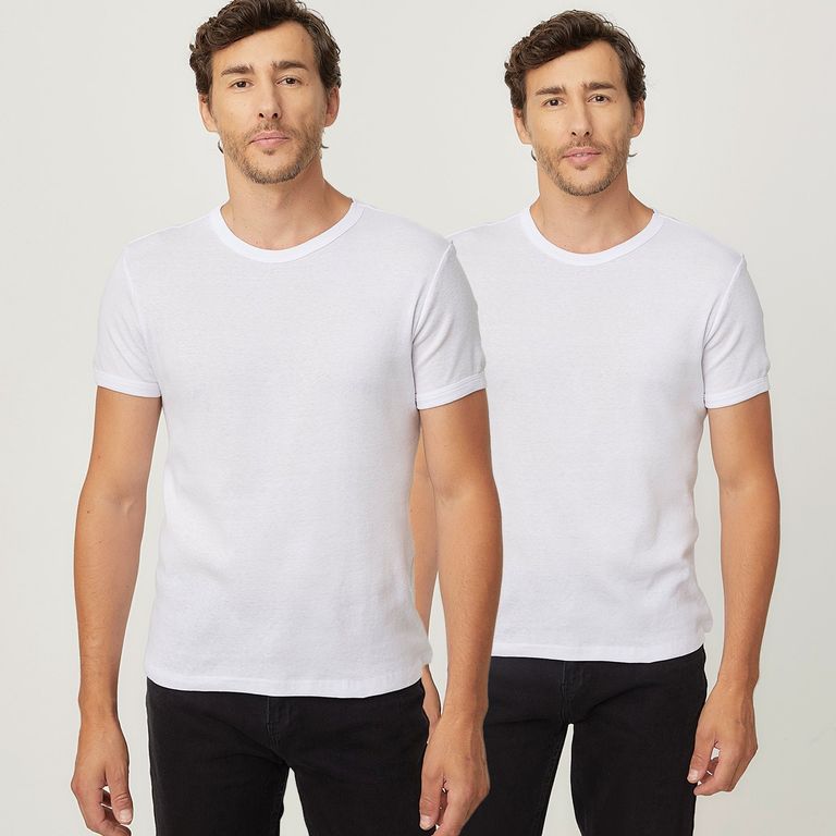 Pack 2 Camisetas Interiores Hombre Algodón Manga Corta