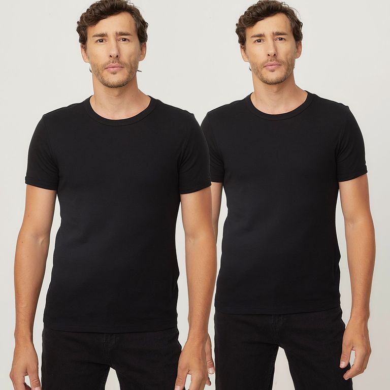Pack 2 Camisetas Interiores Hombre Algodón Manga Corta