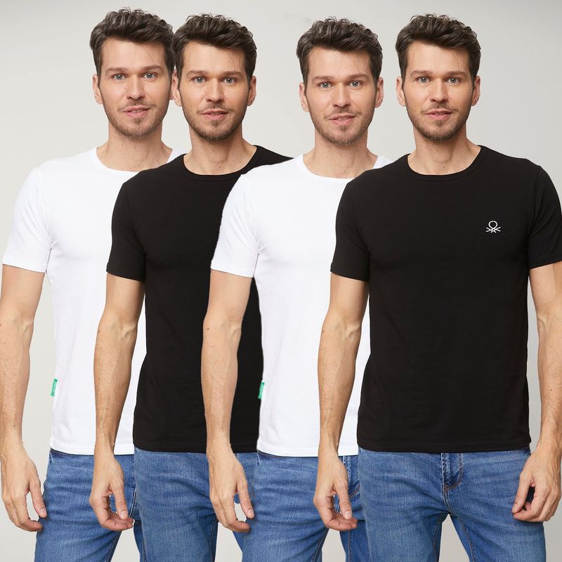 BENETTON - Benetton Pack de 4 Camisetas Hombre