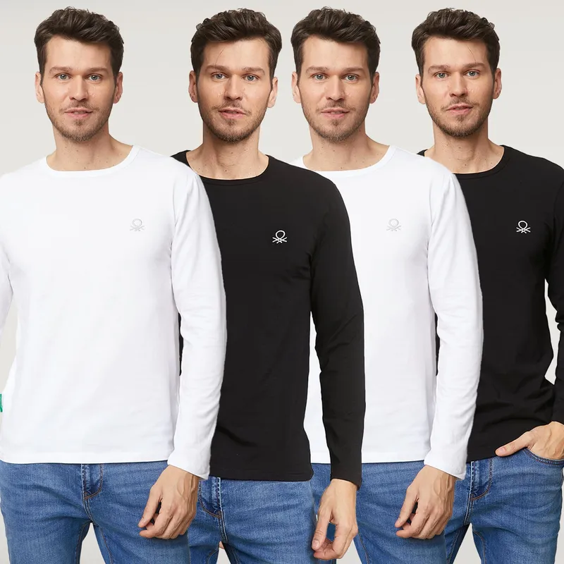 BENETTON - Benetton Pack de 4 Camisetas Hombre