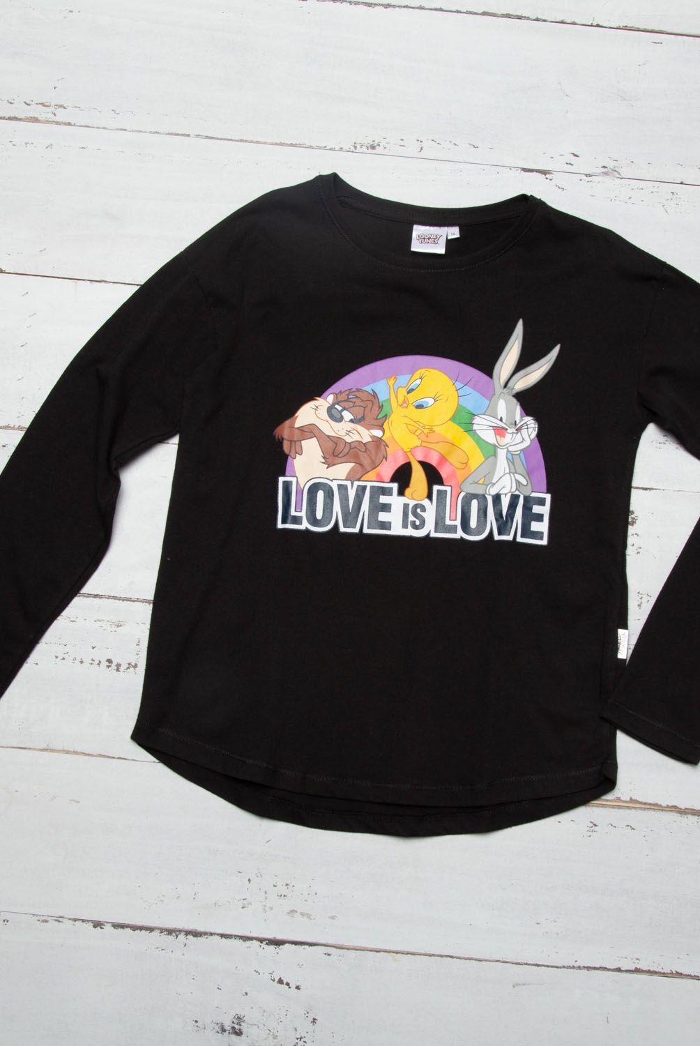 WARNER BROS - Looney Tunes Polera Personajes Manga Larga Niña Algodón