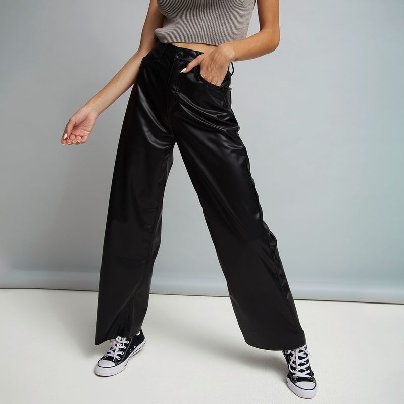 AMERICANINO Americanino Pantalón Ecocuero Wide Leg Tiro Alto Mujer