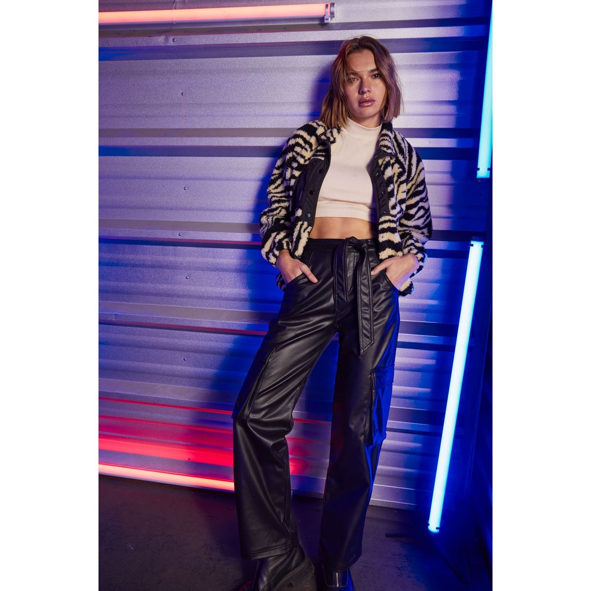 AMERICANINO - Americanino Pantalón Wide Leg Tiro Alto Ecocuero Mujer
