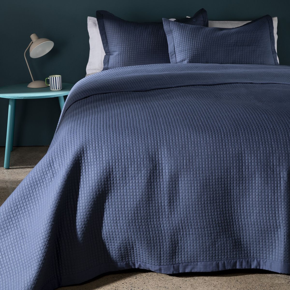 BENETTON - Cubrecama Quilt + Funda De Almohada Cub Azul Algodón Benetton