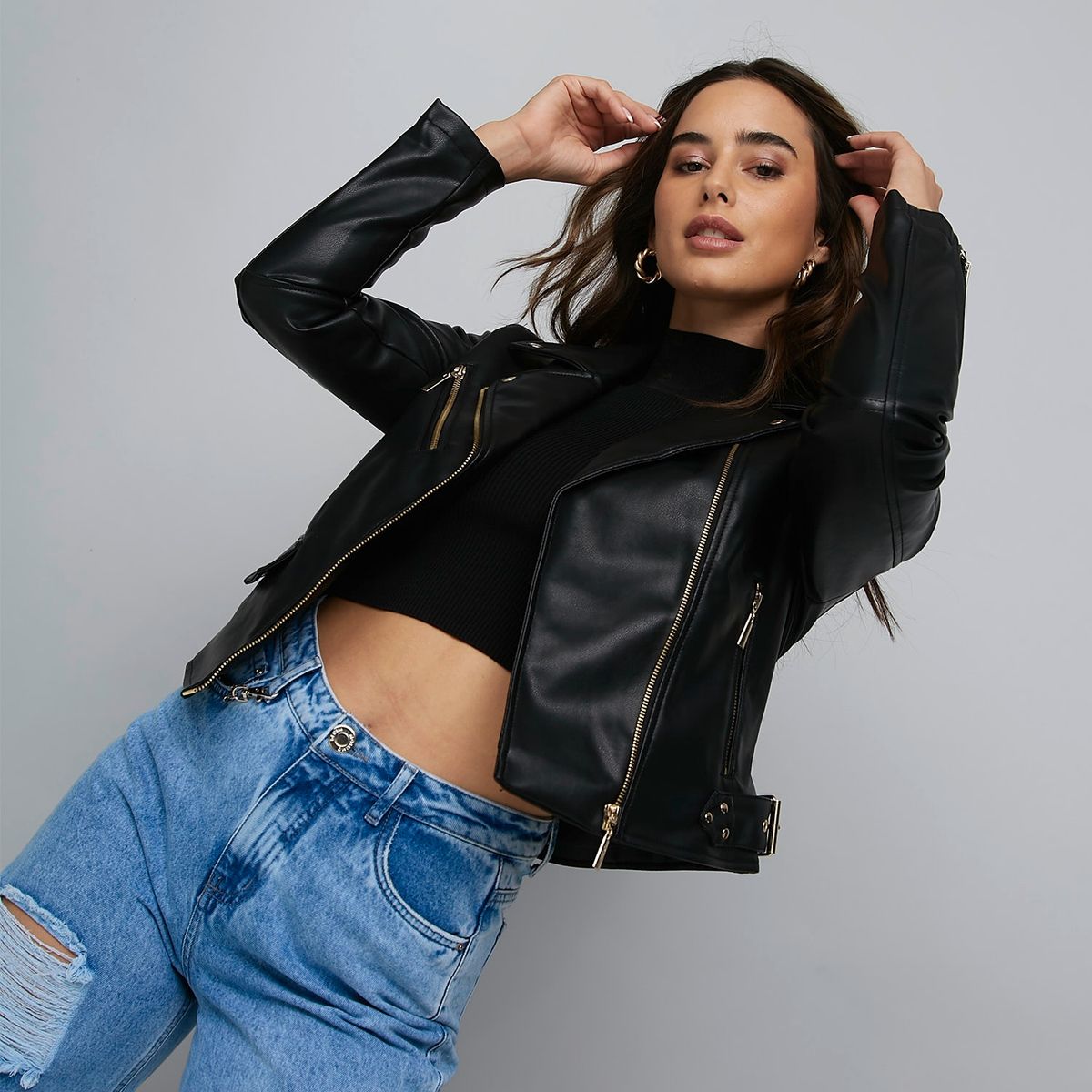 MOSSIMO - Mossimo Chaqueta Cuero Mujer