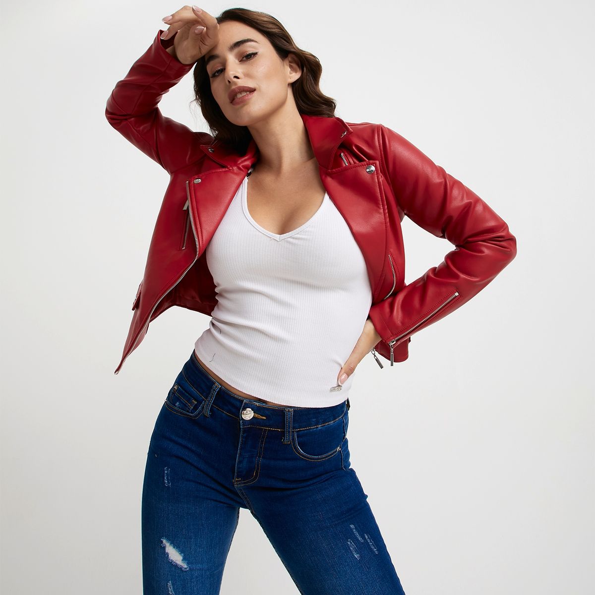 MOSSIMO - Mossimo Chaqueta Cuero Mujer
