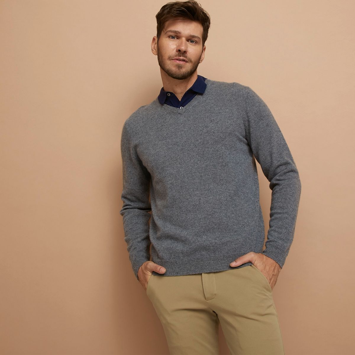 WOLF&HANK - Wolf & Hank Sweater Cuello V 100% Cashemere Hombre