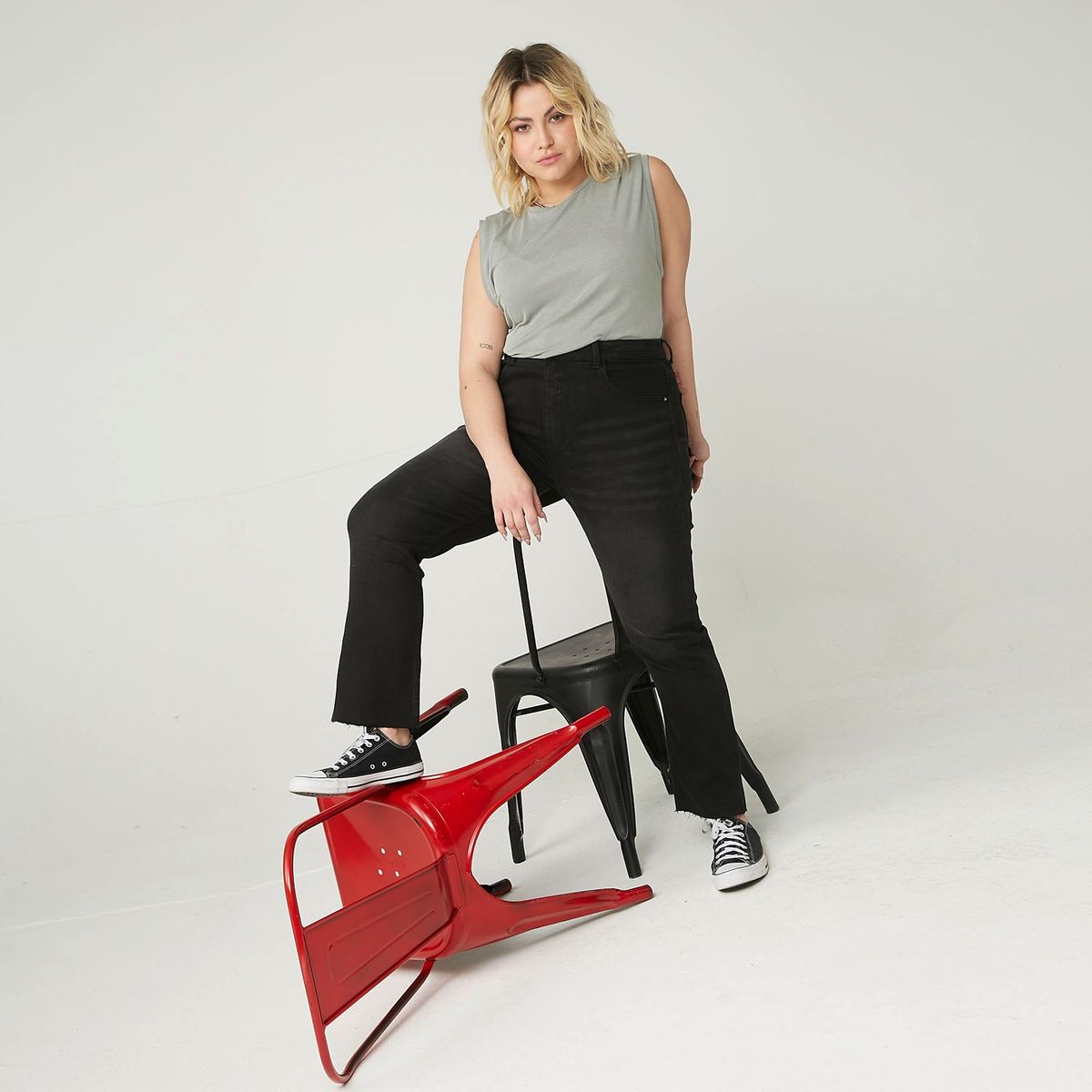 AMERICANINO - Americanino Jeans Cropped Flare Tiro Alto Mujer