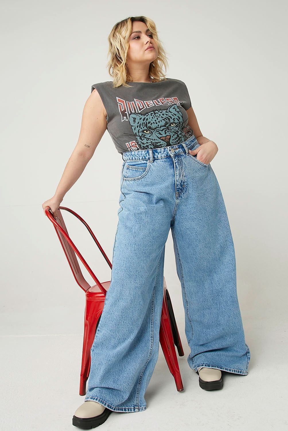 AMERICANINO - Americanino Jeans Wide Leg Tiro Alto Mujer