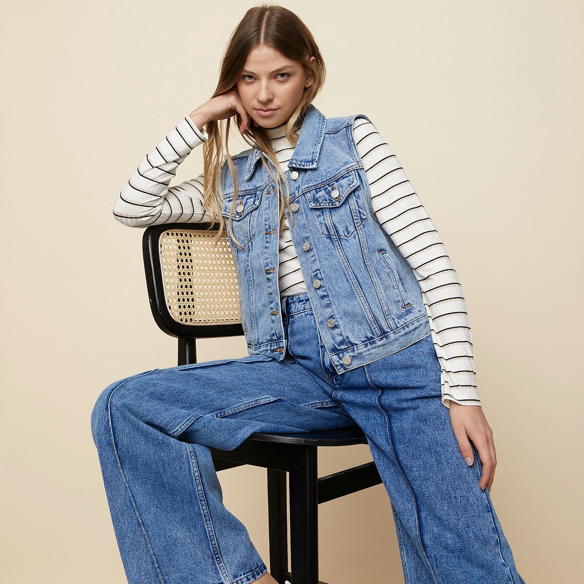 BASEMENT - Basement Chaqueta Denim Sin Mangas Mujer