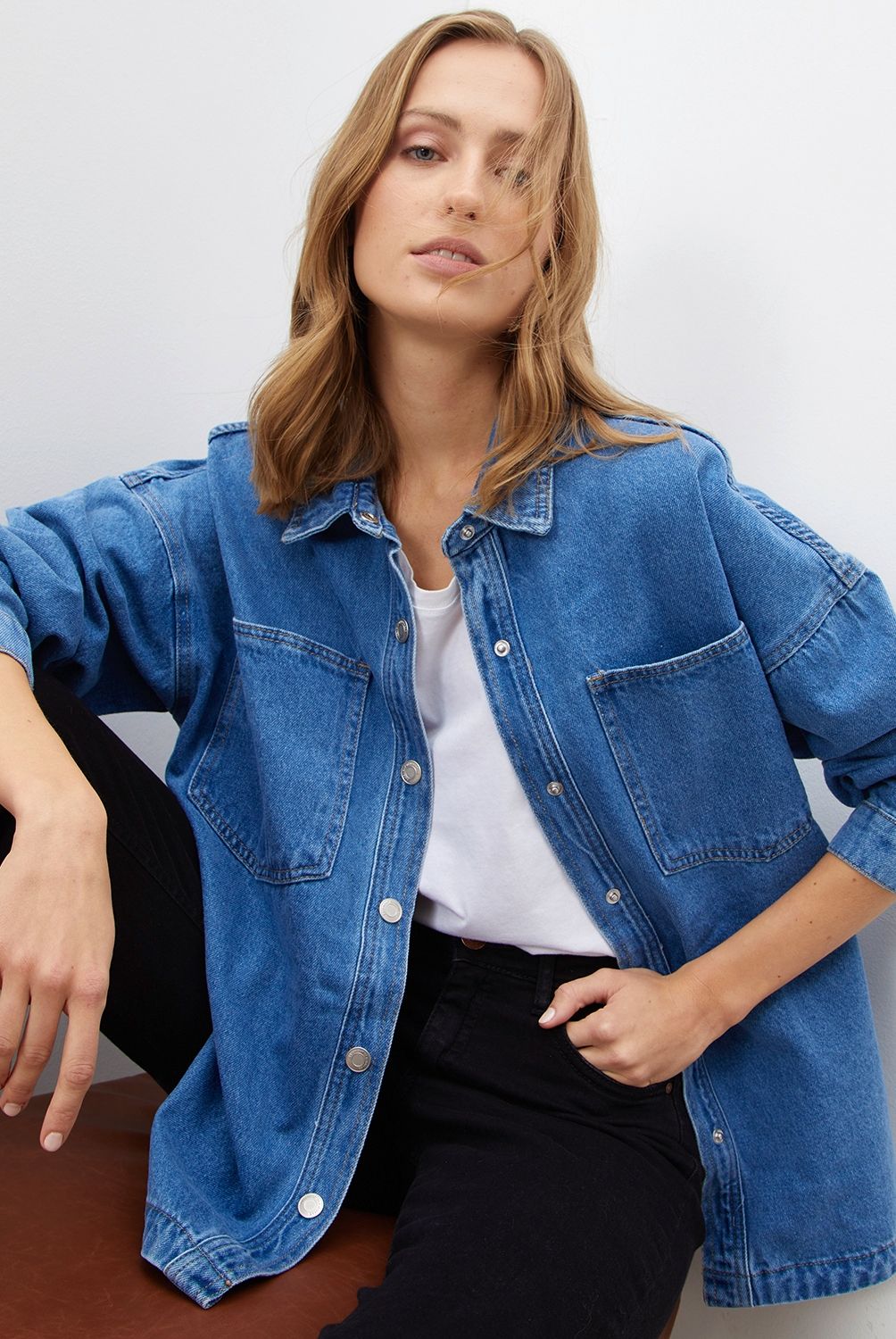 BASEMENT - Sobrecamisa Denim Mujer Basement