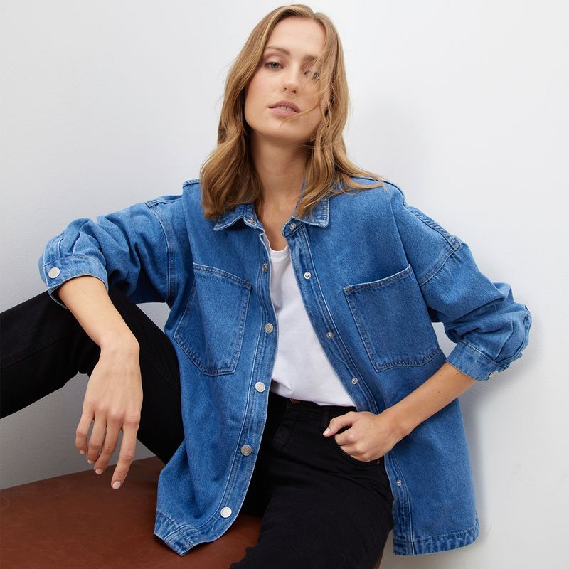 BASEMENT - Sobrecamisa Denim Mujer Basement
