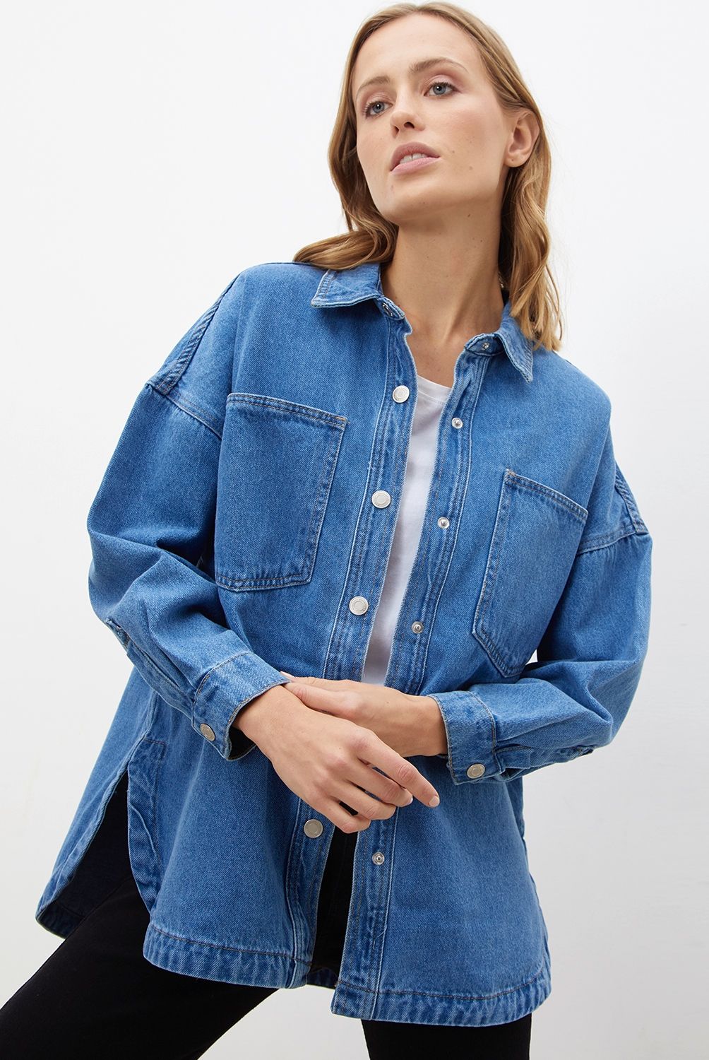 BASEMENT - Sobrecamisa Denim Mujer Basement