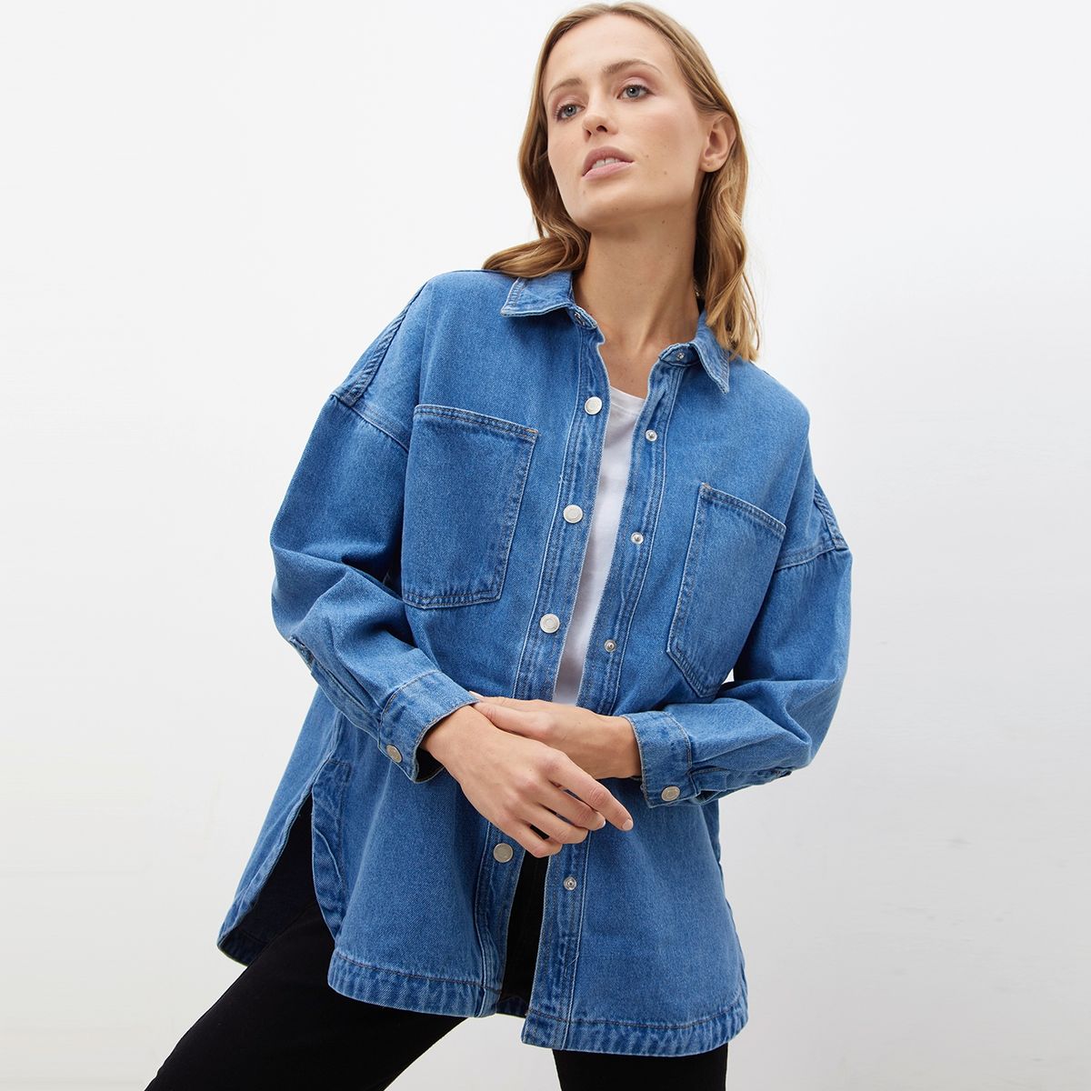 BASEMENT - Sobrecamisa Denim Mujer Basement