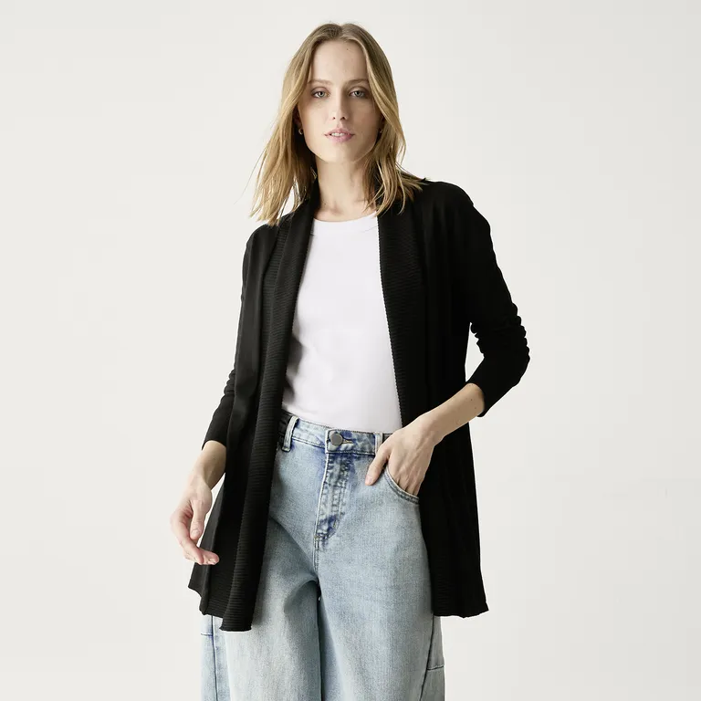 Chaleco Manga Larga Mujer Diseño Liso Casual