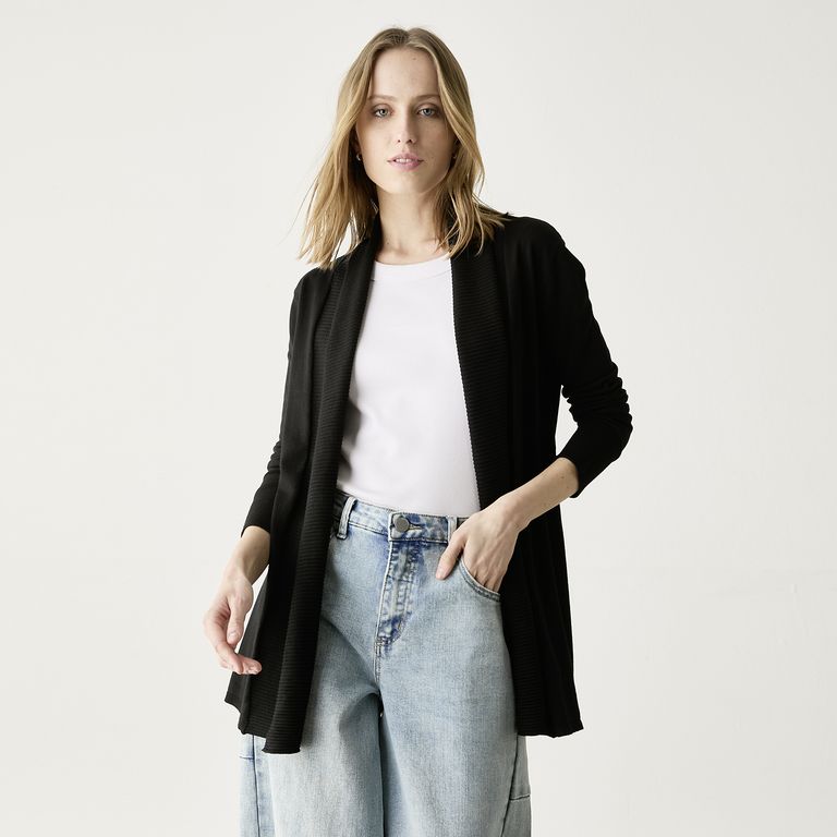 Chaleco Manga Larga Mujer Diseño Liso Casual
