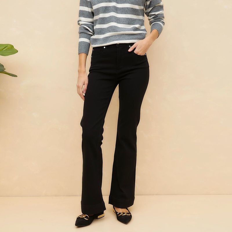ELLE - Elle Jeans Mujer Flare Tiro Alto Algodón