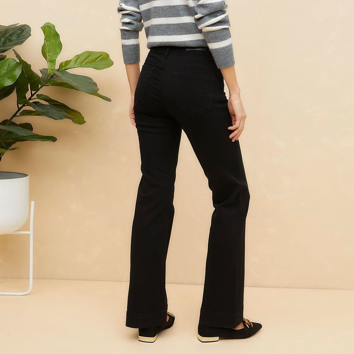 ELLE - Jeans Flare Tiro Medio Mujer Elle