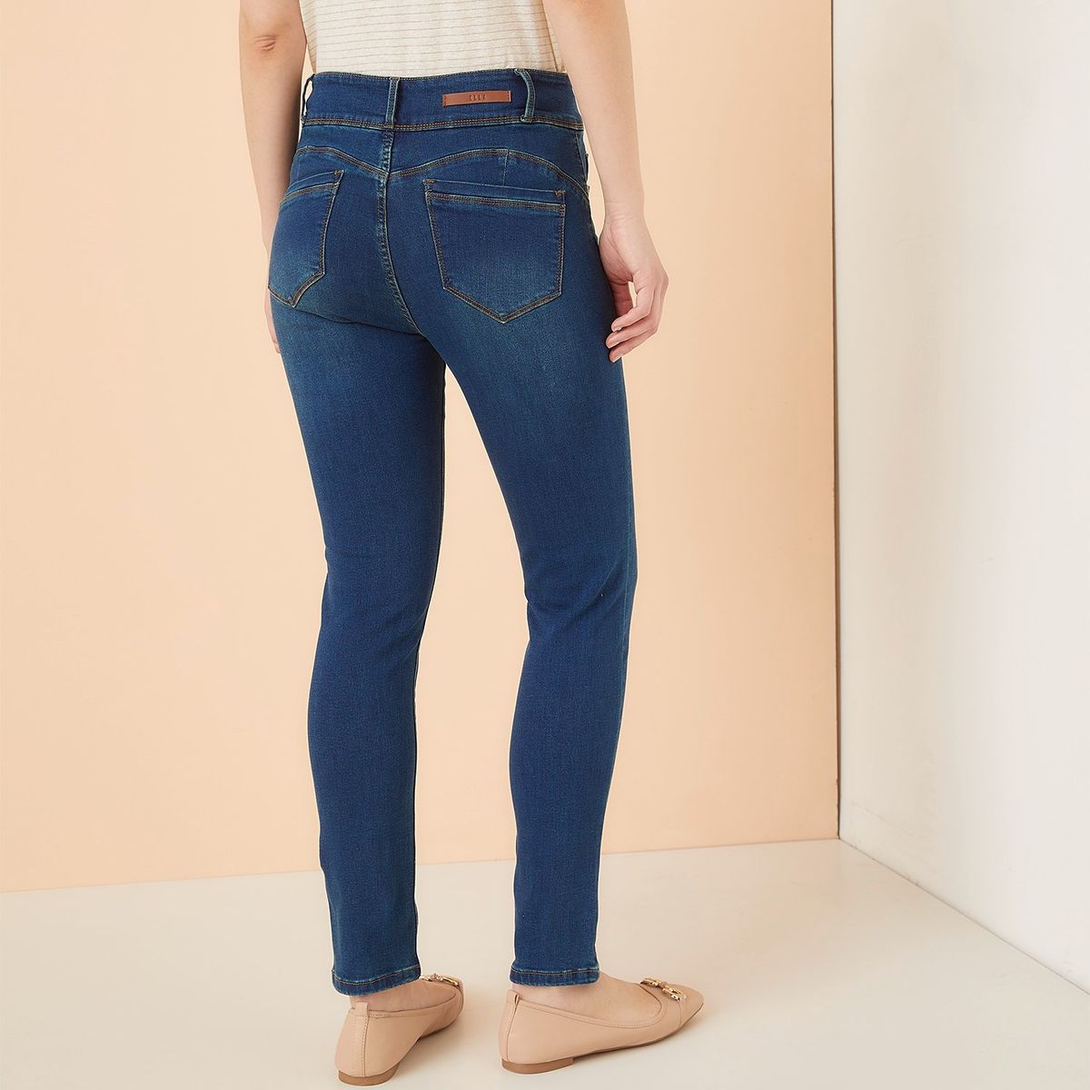 ELLE - Jeans Skinny Tiro Alto Mujer Elle